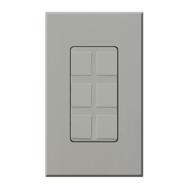 Lutron NT-6PF-GR Nova T Field Customizable 6-Port Frame, Gray Finish