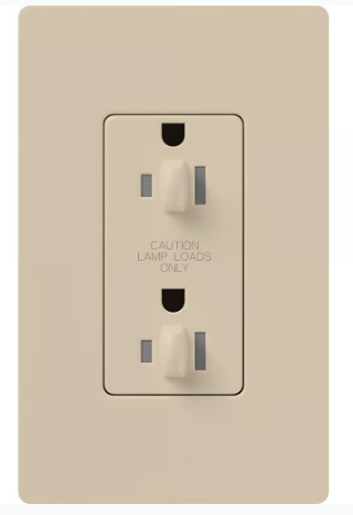 Lutron NTR-15-DDTR-TP Architectural 15A Dual Dimming, Tamper Resist Duplex Receptacle, 125V with Wall Plate, Matte Finish, Taupe Finish