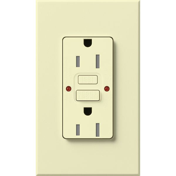 Lutron NTR-15-GFST-AL Nova T 15A 125V Tamper Resistant GFCI Receptacle, Almond Finish
