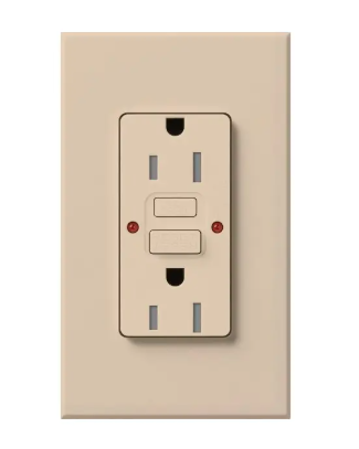 Lutron NTR-15-GFST-TP Nova T Architectural 15A GFCI Receptacle - Tamper Resistant - Taupe Finish