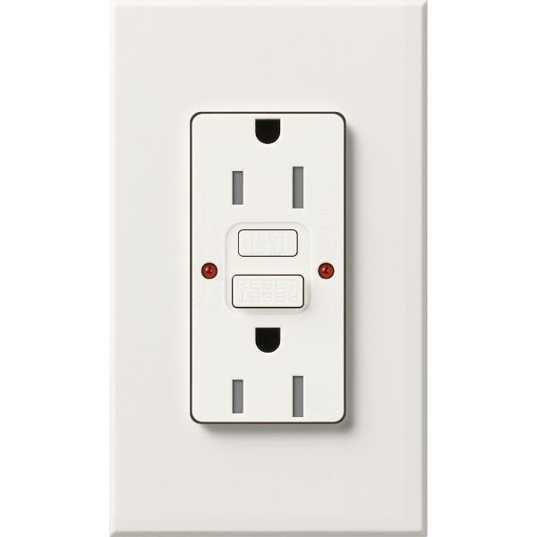 Lutron NTR-15-GFST-WH Nova T 15A 125V Tamper Resistant GFCI Receptacle, White Finish