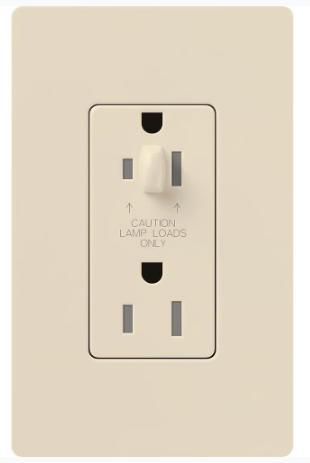 Lutron NTR-15-HDTR-LA Architectural 15A Half-Dimming, Tamper Resist Duplex Receptacle with Wall Plate, Matte Finish, Light Almond