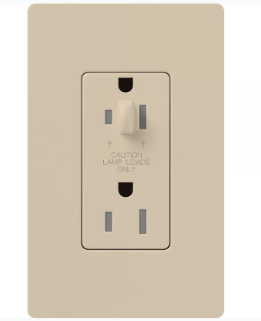 Lutron NTR-15-HDTR-TP Architectural 15A Half-Dimming, Tamper Resist Duplex Receptacle with Wall Plate, Matte Finish, Taupe