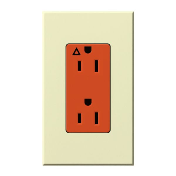 Lutron NTR-15-IG-OR-AL Nova T 15A 125V Isolated Ground Receptacle, Almond Finish