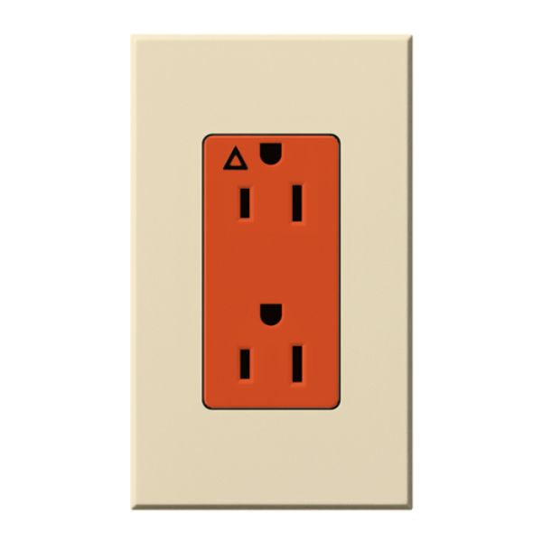 Lutron NTR-15-IG-OR-BE Nova T 15A 125V Isolated Ground Receptacle, Beige Finish