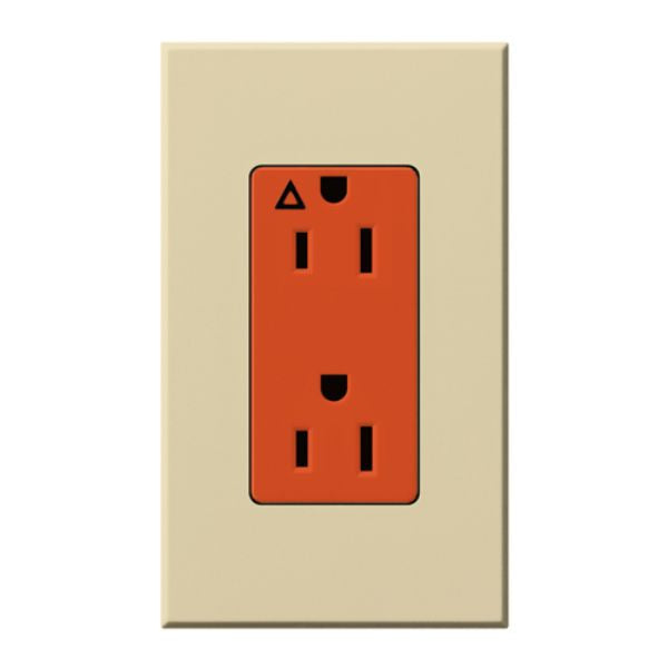 Lutron NTR-15-IG-OR-IV Nova T 15A 125V Isolated Ground Receptacle, Ivory Finish