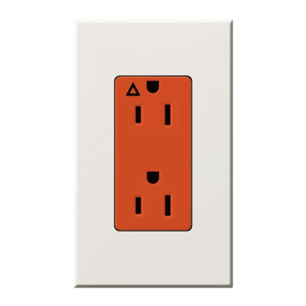 Lutron NTR-15-IG-OR-WH Nova T 15A 125V Isolated Ground Receptacle, White Finish