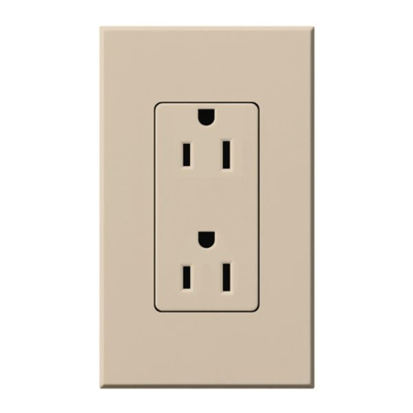 Lutron NTR-15-TP Nova T 15A 125V Duplex Receptacle, Taupe Finish