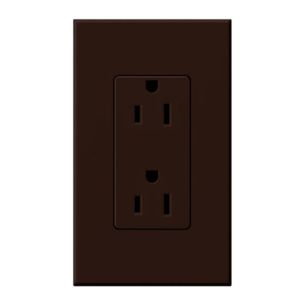 Lutron NTR-15-TR-BR Nova T 15A 125V Tamper Resistant Duplex Receptacle, Brown Finish