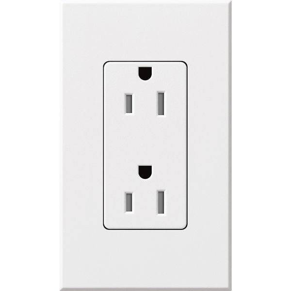 Lutron NTR-15-TR-WH Nova T 15A 125V Tamper Resistant Duplex Receptacle, White Finish
