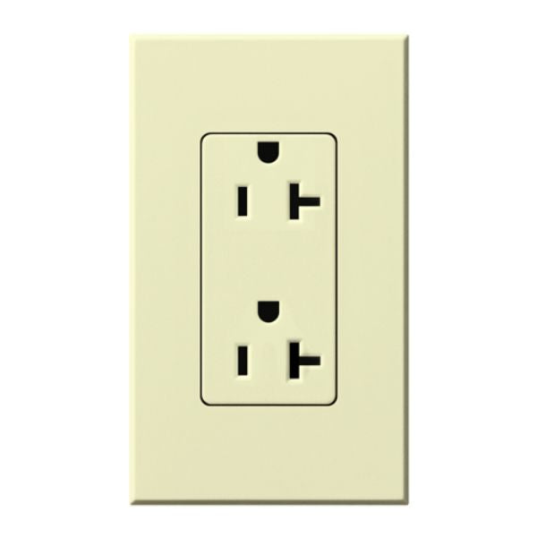 Lutron NTR-20-AL Nova T 20A 125V Duplex Receptacle, Almond Finish