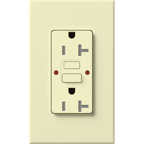 Lutron NTR-20-GFST-AL Nova T 20A 125V Tamper Resistant GFCI Receptacle, Almond Finish