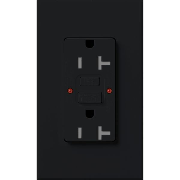 Lutron NTR-20-GFST-BL Nova T 20A 125V Tamper Resistant GFCI Receptacle, Black Finish
