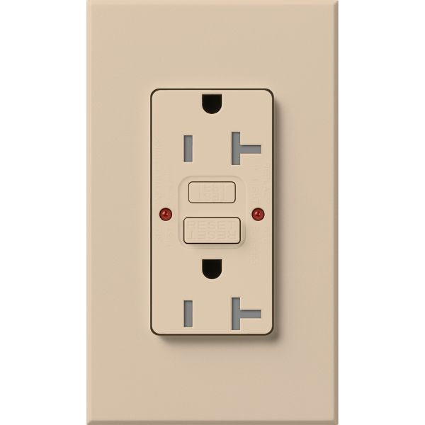 Lutron NTR-20-GFST-TP Nova T 20A 125V Tamper Resistant GFCI Receptacle, Taupe Finish