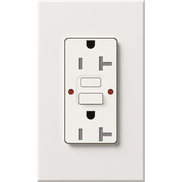 Lutron NTR-20-GFST-WH Nova T 20A 125V Tamper Resistant GFCI Receptacle, White Finish