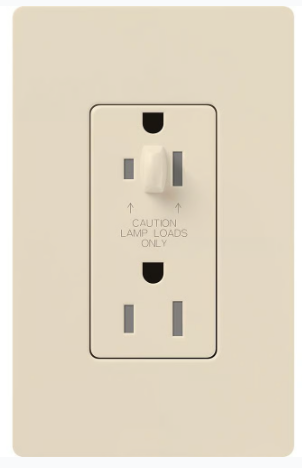 Lutron NTR-20-HDTR-LA Architectural 20A Half-Dimming, Tamper Resist Duplex Receptacle with Wall Plate, Matte Finish, Light Almond Finish