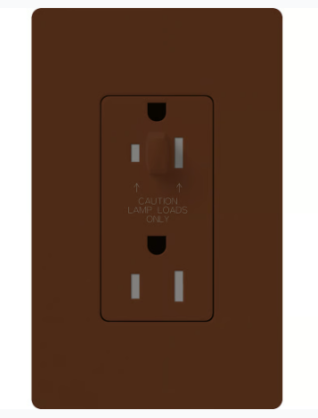 Lutron NTR-20-HDTR-SI Architectural 20A Half-Dimming, Tamper Resist Duplex Receptacle with Wall Plate, Matte Finish, Sienna Finish