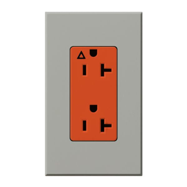 Lutron NTR-20-IG-OR-GR Nova T 20A 125V Isolated Ground Receptacle, Gray Finish
