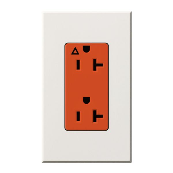 Lutron NTR-20-IG-OR-WH Nova T 20A 125V Isolated Ground Receptacle, White Finish