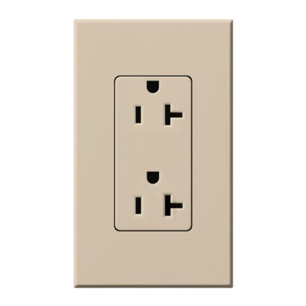 Lutron NTR-20-TP Nova T 20A 125V Duplex Receptacle, Taupe Finish