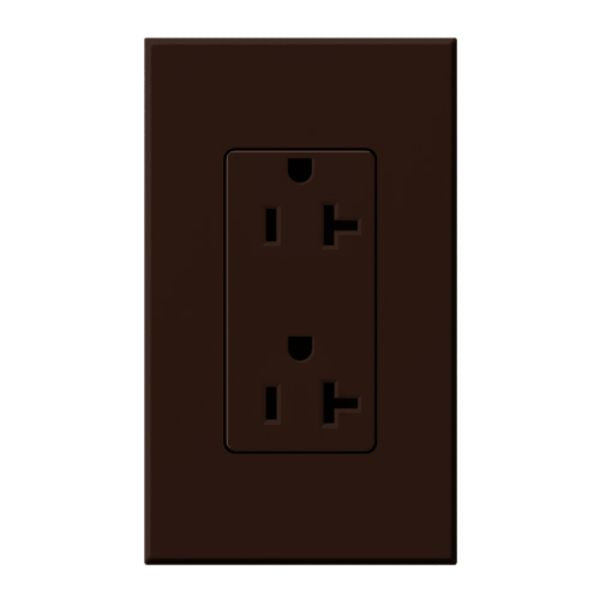 Lutron NTR-20-TR-BR Nova T 20A 125V Tamper Resistant Duplex Receptacle, Brown Finish