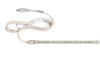 Nora Lighting NUTP13-W16-8-12-930/CP Custom Cut 16-ft, 8-in 120V Continuous LED Tape Light, Lumens 330lm / Wattage 3.6W per foot, Color Temperature 3000K, w/ Mounting Clips and 8' Cord & Plug