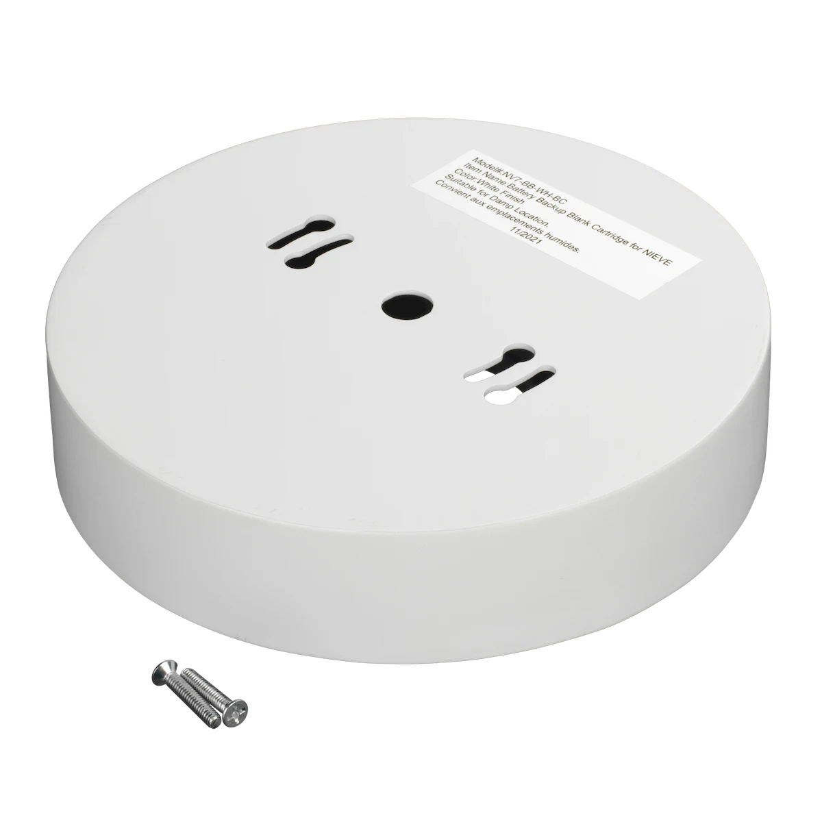 American Lighting NV7-BB-WH-BC Nieve 7in Battery Back-up Blank Cartridge, White Finish