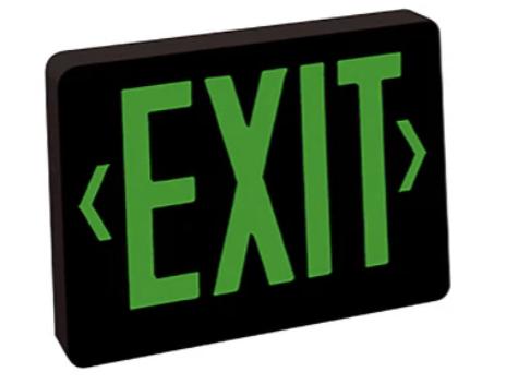 Nora Lighting NX-603-LED/BG Thermoplastic LED Exit Sign, Battery Backup, Green Letters / Black Housing, Battery Backup