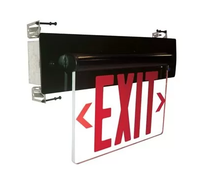 Nora Lighting NX-814-LEDRMA Recessed Adjustable LED Edge-Lit Exit Sign, 2 Circuit, 6" Red Letters, Single Face / Mirrored Acrylic, Aluminum Housing