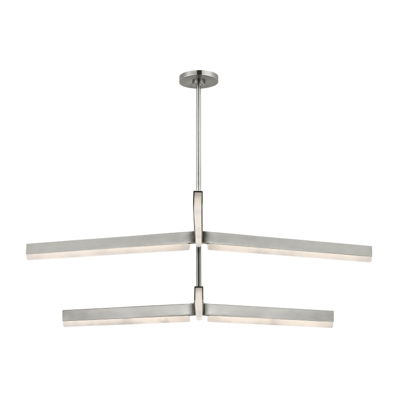 Visual Comfort Architectural KWCH70427ANALB Modern Kelly Wearstler Linea LED 56 inch Antique Nickel Two Tier Chandelier Ceiling Light