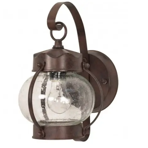 Nuvo 60-631 11" Onion Wall Lantern Light, Old Bronze, Clear Seed Glass