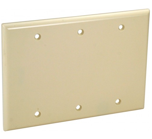 Orbit OP33-W 3-Gang Blank (Box Mount) Standard Size Lexan Wall Plate, White Finish