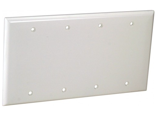 Orbit OP43-I 4-Gang Blank (Box Mount) Standard Size Lexan Wall Plate, Ivory Finish