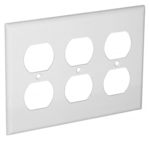 Orbit OP83-W 3-Gang Duplex Receptacle Standard Size Lexan Wall Plate, White Finish
