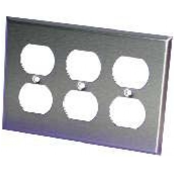 Orbit OS83 3 Gang, Duplex Receptacle Stainless Steel Wallplate