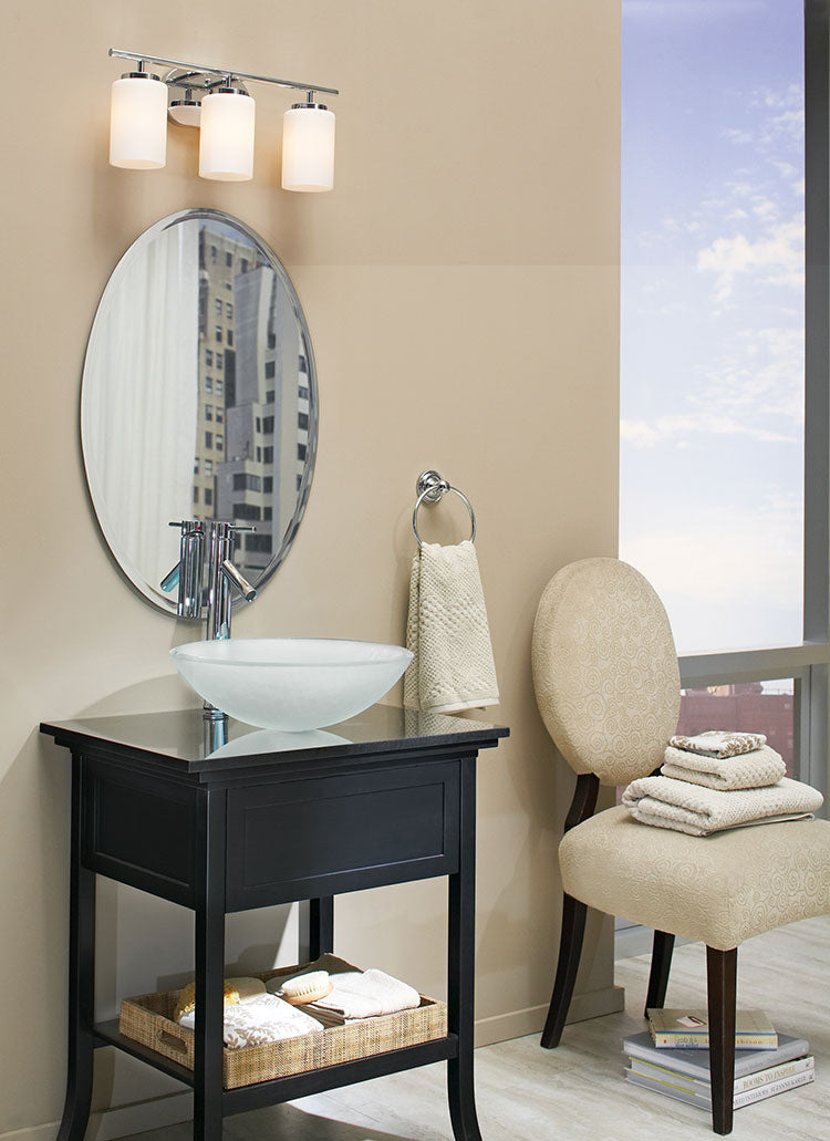 Generation Lighting Oslo collection bathroom lighting in chrome finish