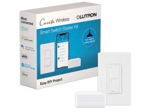 Lutron P-BDG-PKG1WS Caseta Smart Switch Kit For Wall and Ceiling Lights