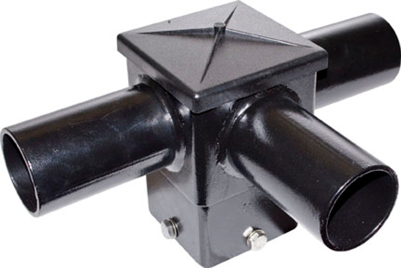 Dabmar Lighting P-BRK-ST7525-3/L-B Steel 4" X 4" Post Top Mounting Bracket with Three Horizontal Arm, Black Finish