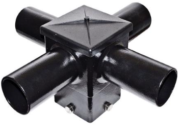Dabmar Lighting P-BRK-ST7525-4/L-B Steel 4" X 4" Post Top Mounting Bracket with Four Horizontal Arm, Black Finish