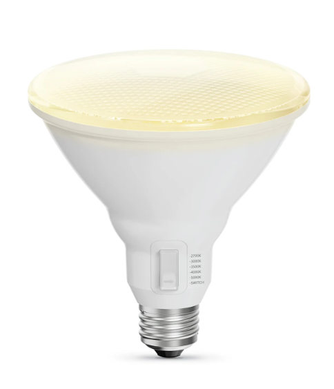 Feit Electric PAR38DM/6WYCA/2 11.1W (90 W Equivalent) Selectable White (5CCT) PAR38 E26 Base LED Bulb Multi Color Temperature Wattage 11.1W, Voltage 120V Pack 2