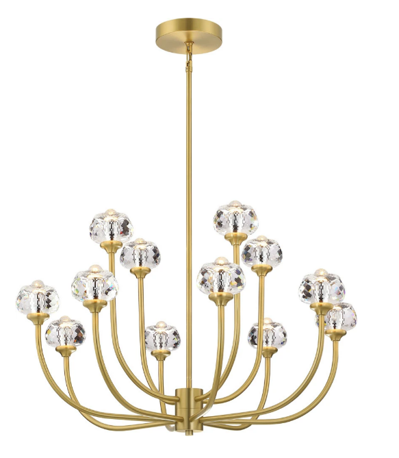 SDQ Lighting PD10512BG Floret Modern Brushed Gold Lighting Chandelier, CCT 3000K/4000K/5000K, Voltage 120V
