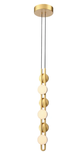 SDQ Lighting PD30823BG Wigo 6" Opal Acrylic LED Chandelier, Wattage 18W, Paint Brushed Gold Finish