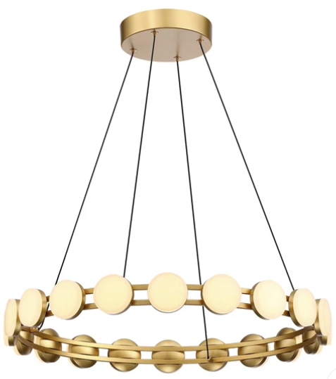 SDQ Lighting PD30824BG Wigo 24.5" Opal Acrylic LED Chandelier, Wattage 58W, Paint Brushed Gold Finish