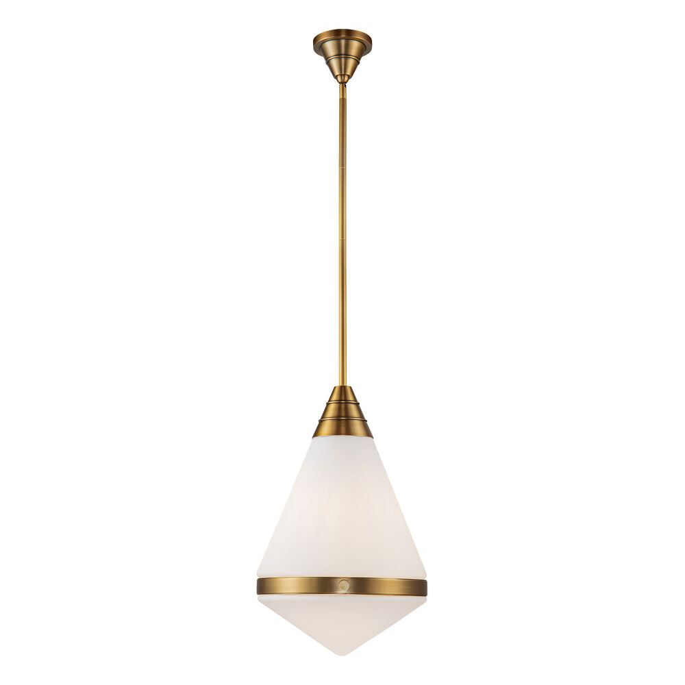 Alora Lighting PD348022VBOP Willard 1 Light 13.5 inch Vintage Brass Pendant Ceiling Light in Opal Glass