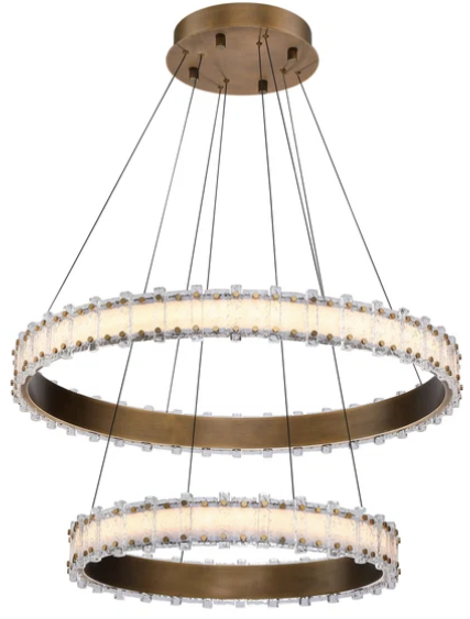 SDQ Lighting PD35601VB Akershus 36" Contemporary LED Chandelier Light, Vintage Brass Finish