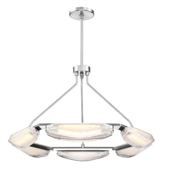 SDQ Lighting PD36033CH Modern Chrome Glass LED Chandelier Lamp