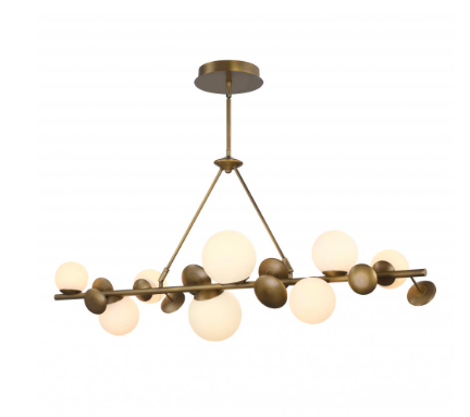 SDQ Lighting PD36708VB Modern Vintage Brass / Alabaster LED Chandelier Lighting Fixture