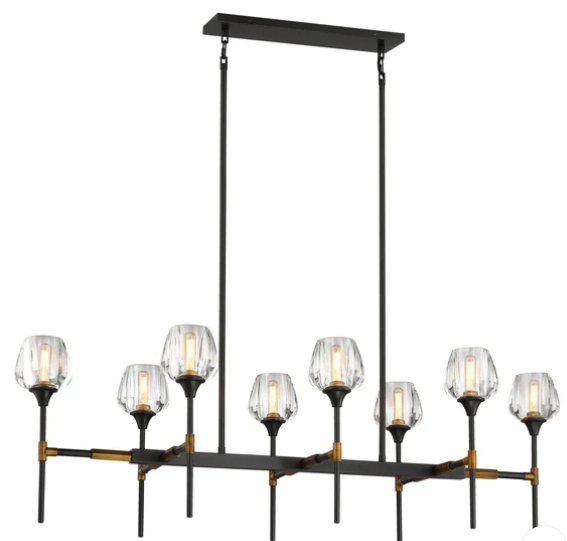 SDQ Lighting PD37350UBVB 50" Modern Clear Crystal Ceiling Chandelier, Wattage 480W, Urban Bronze / Aged Brass Finish
