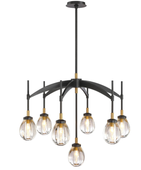 SDQ Lighting PD37407UBBG Staunch 32" LED Clear Crystal Chandelier Light, Wattage 175W, Urban Bronze / Brushed Gold Finish
