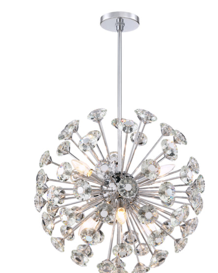 SDQ Lighting PD37521CH Palla A Specchio 21" LED Chandelier Light, Wattage 480W, Chrome/Clear Crystal Finish
